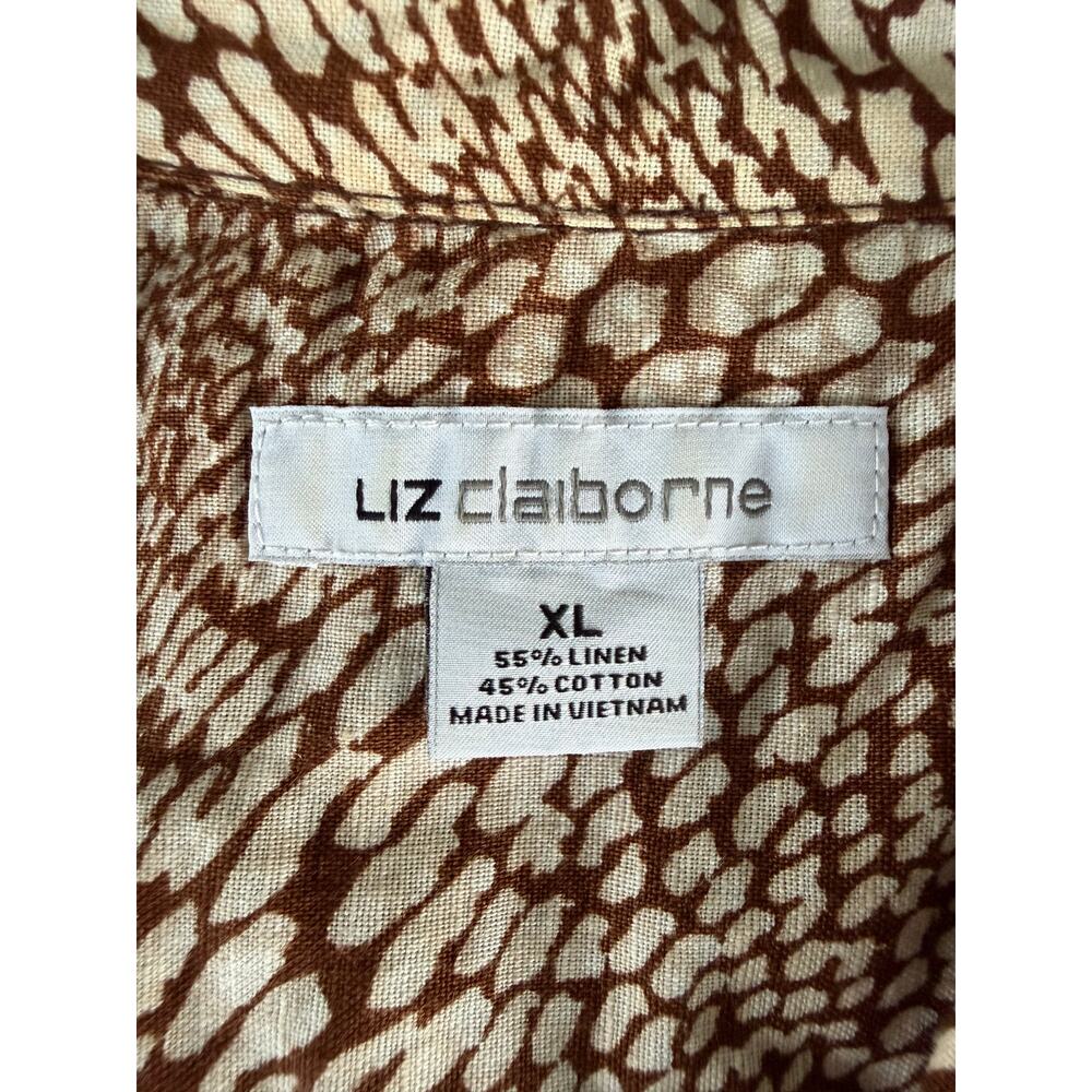 Liz Claiborne Linen/Cotton Sleeveless Shirt XL Earthy Safari - Picture 9 of 11